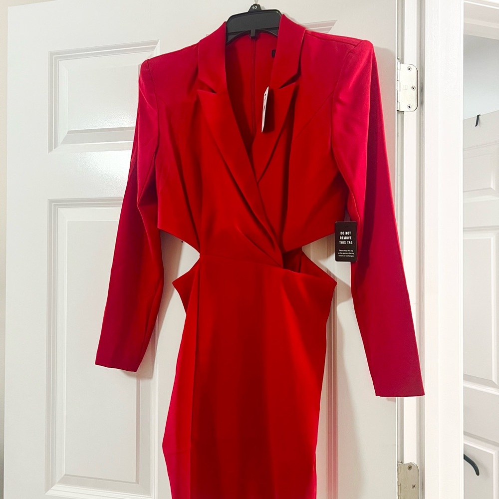 Express Red Long Sleeve Bodycon Dress